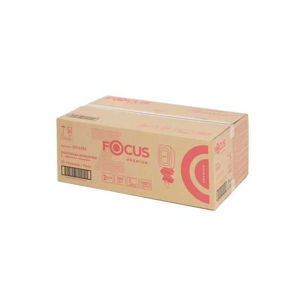 Полотенца бумажные листовые Focus Economic Premium Z-сложения 2-слойные  35 пачкек по 100 листов