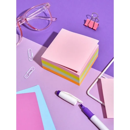 Стикеры Комус 76х76 мм неоновые 4 цвета (1 блок, 400 листов)