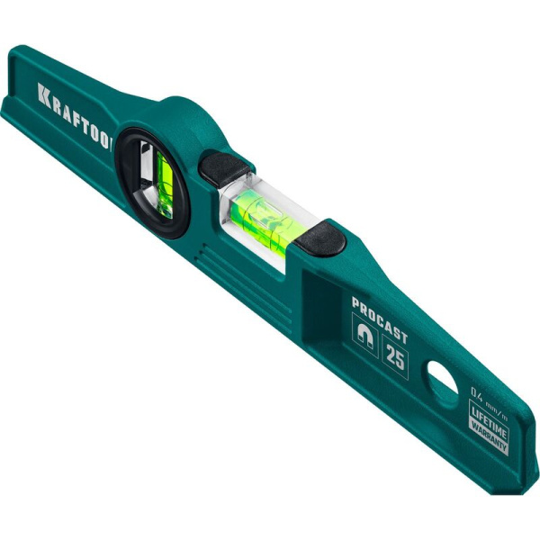 Уровень пузырьковый Kraftool Procast 2 глазка 250 мм магнитный  фрезерованный (34717-025)