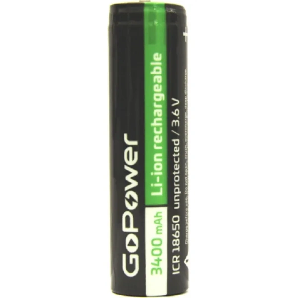 Аккумулятор 18650 3400 мАч GoPower Li-ion