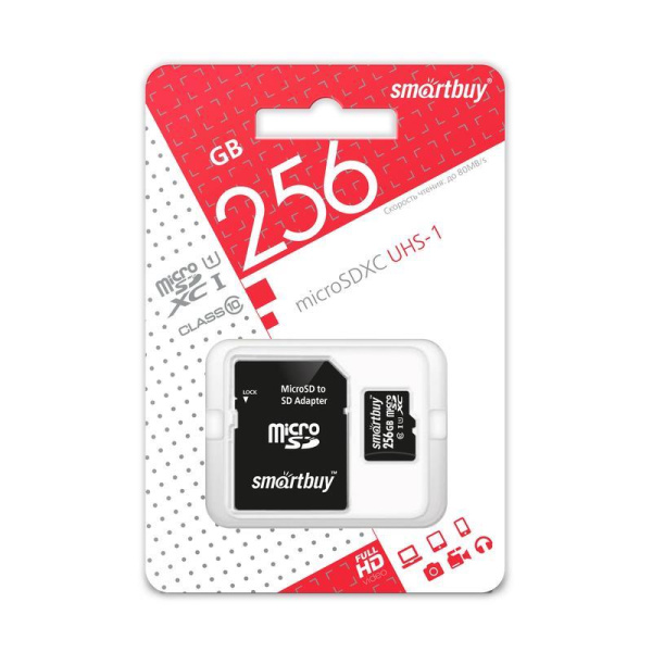 Карта памяти 256 ГБ microSDXC SmartBuy Class 10 UHS-I (SB256GBSDCL10-01)