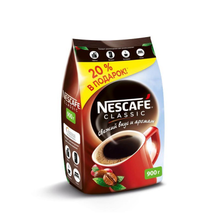 Кофе растворимый Nescafe Classic 900 г (пакет)