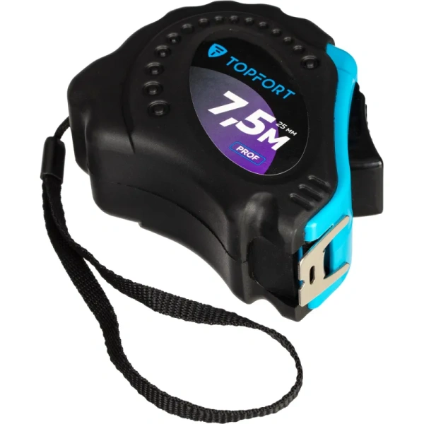 Рулетка строительная TOPFORT Prof 7.5 м х 25 мм с автостопом в  прорезиненном корпусе (1990403)