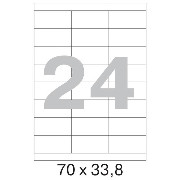 Этикетки самоклеящиеся ProMega Label белые 70х33.8 мм (24 штуки на листе А4, 100 листов в упаковке)