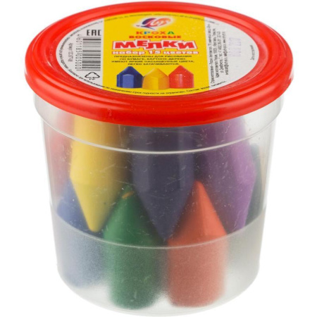 Мелки восковые «Кроха» (15цв, в стакане)