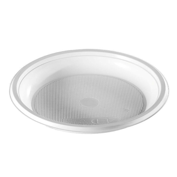 Тарелка одноразовая пластиковая 165 мм белая 100 штук в упаковке Комус Эконом Тарелка одноразовая пластиковая 165 мм белая 100 штук в упаковке Комус Эконом