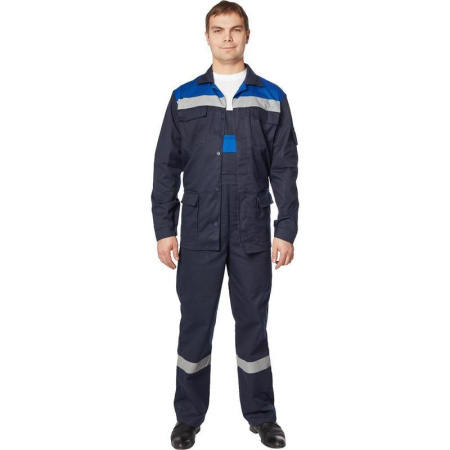 Костюм рабочий летний мужской л05-КПК с СОП синий/васильковый (размер 52-54, рост 158-164)