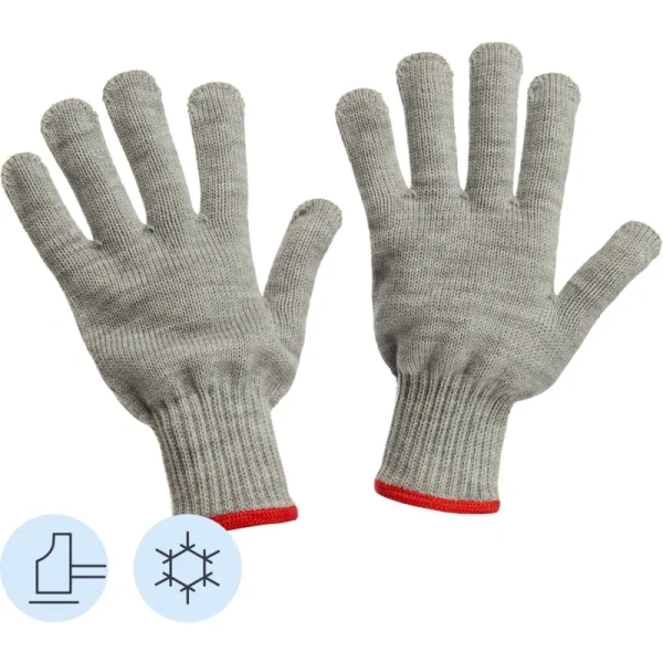 Перчатки рабочие утеплённые Комус акриловые серые (6 нитей, 7 класс  вязки, размер 10, XL)