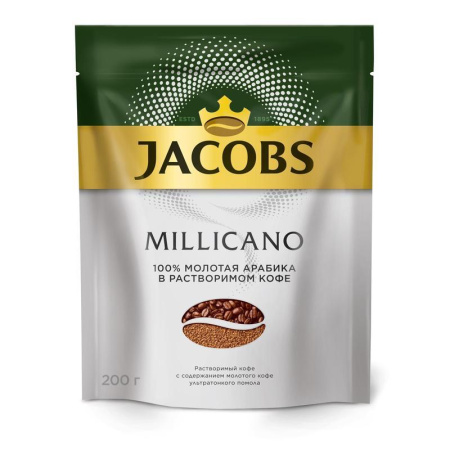 Кофе растворимый Jacobs Millicano 200 г (пакет) Кофе растворимый Jacobs Millicano 200 г (пакет)