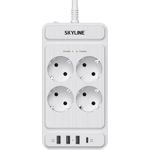 Сетевой фильтр Skyline USP-420 на 4 розетки + 3 USB 2 метра белый  (S00003690)