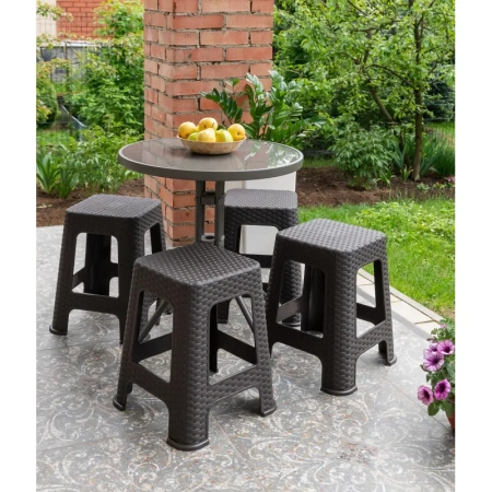 Табурет Ротанг квадратный коричневый (полипропилен)