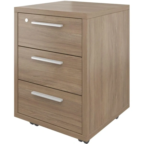 Тумба подкатная Дублин с замком (дуб кофейный, 450х450х600 мм, 3 ящика)