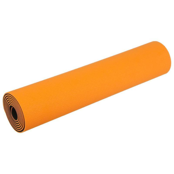 Коврик для фитнеса и йоги 183х61х0.6 см оранжевый/черный