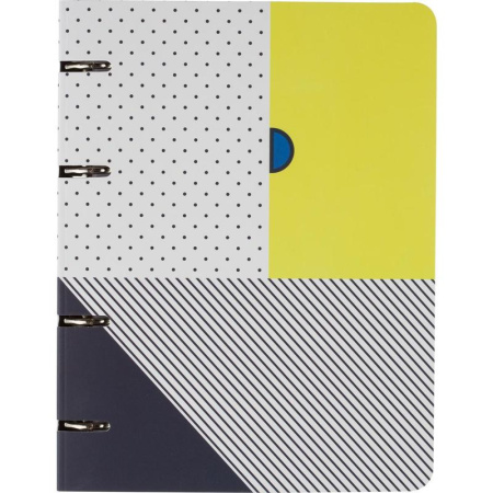 Бизнес-тетрадь Canbe Geometriс А5 120 листов разноцветная в клетку на  кольцах со сменным блоком (165x210 мм)