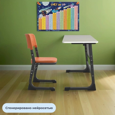 Стул ученический Комус Мебель оранжевый/антрацит регулируемый рост 5-7