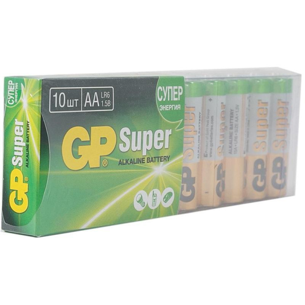 Батарейки GP Super пальчиковые AA LR6 (10 штук в упаковке)
