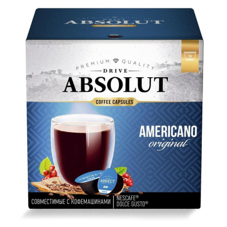 Кофе в капсулах для кофемашин Absolut Drive Americano Original (16 штук в упаковке) Кофе в капсулах для кофемашин Absolut Drive Americano Original (16 штук в упаковке)