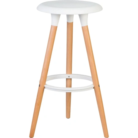 Табурет барный Dobrin Royce белый/бежевый (пластик/массив дерева)
