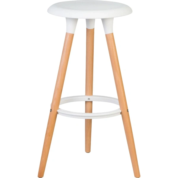 Табурет барный Dobrin Royce белый/бежевый (пластик/массив дерева)