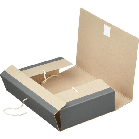 Папка архивная Attache А4 из картона/бумвинила серая 150 мм (складная, 4 х/б завязки, до 1500 листов)