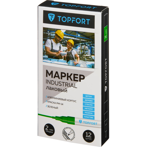 Маркер промышленный TOPFORT Industrial для универсальной маркировки  зеленый 2 мм