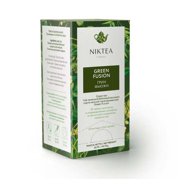 Чай  Niktea Green Fusion зеленый 25 пакетиков