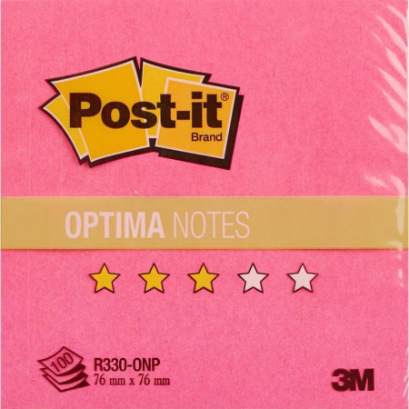 Стикеры Post-it Optima 76x76 мм Z-сложения розовые неоновые 100 листов