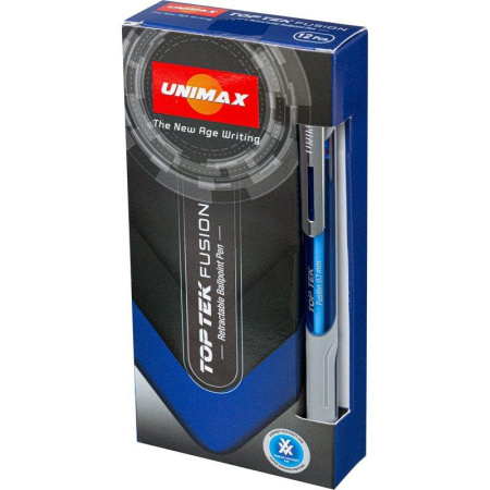 Ручка шариковая одноразовая автоматическая Unimax Top Tek Fusion синяя (толщина линиии 0.5 мм)
