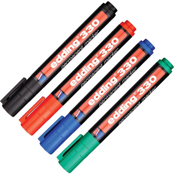 Набор маркеров перманентных Edding E-330/4S (толщина линии 1-5 мм, 4 штуки в упаковке)