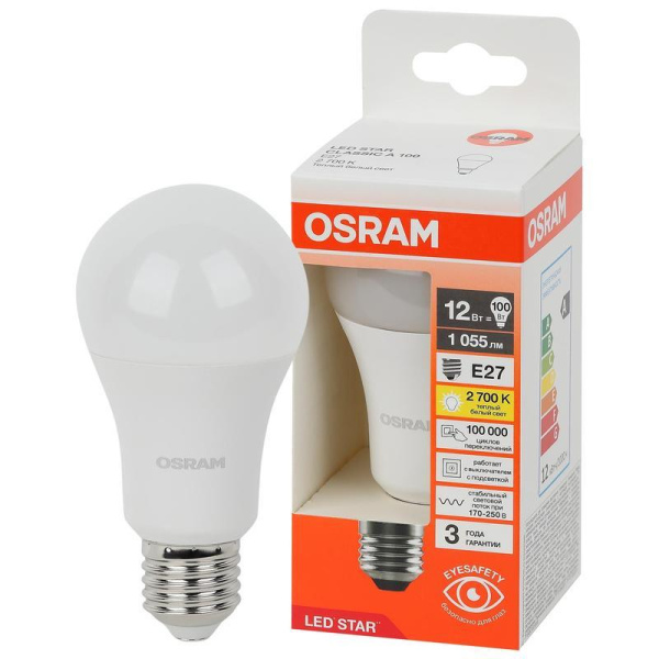 Лампа светодиодная Osram LS CLA100 груша 12 Вт E27 2700K 1055Лм 170-250  В (4058075695290)