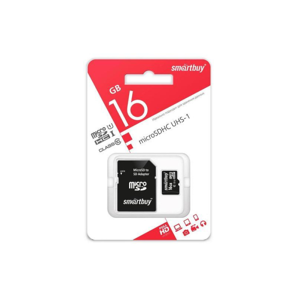 Карта памяти 16 ГБ microSDHC SmartBuy SB16GBSDCL10-01 Class 10