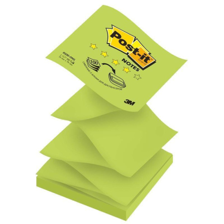Стикеры Post-it Optima 76x76 мм Z-сложения зеленые неоновые 100 листов