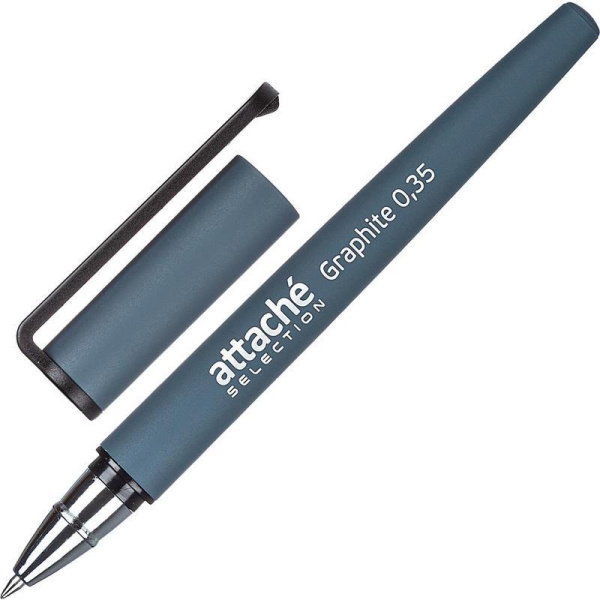 Ручка гелевая неавтоматическая Attache Selection Graphite синяя (серый корпус,толщина линии 0.35 мм)