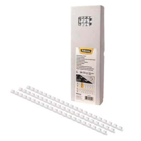 Пружины для переплета пластиковые Fellowes 8 мм белые (100 штук в упаковке)