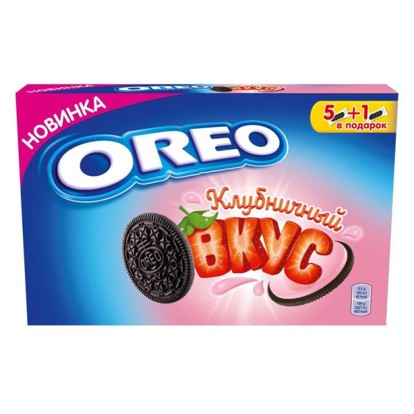 Печенье песочное Oreo с какао и начинкой со вкусом клубники 228 г