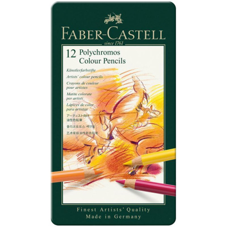 Карандаши цветные Faber-Castell Polychromos 12 цветов в металлической упаковке Карандаши цветные Faber-Castell Polychromos 12 цветов в металлической упаковке