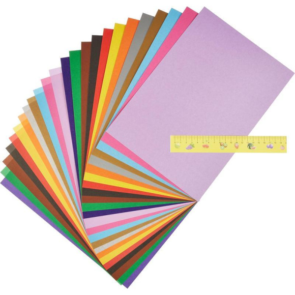 Набор цветного картона и бумаги Лилия Холдинг Золушка (А4, 24 листа, 12 цветов, немелованный/офсетная)