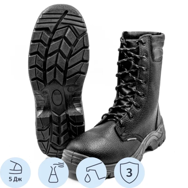 Ботинки высокие рабочие зимние мужские Baltsafety 3219М ПУ из  натуральной кожи черные (размер 42)