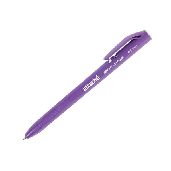 Ручка шариковая автоматическая Attache Bright Colors синяя (фиолетовый  корпус, толщина линии 0.5 мм)