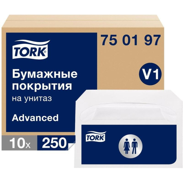 Одноразовые покрытия на унитаз Tork V1 750197 (250 штук в упаковке)