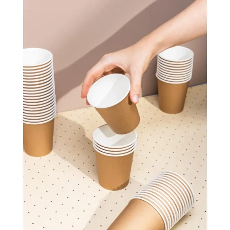 Стакан одноразовый бумажный 200 мл коричневый 50 штук в упаковке Комус Стандарт