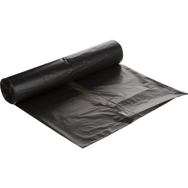 Мешки для мусора на 60 л черные (ПВД, 30 мкм, в рулоне 30 штук, 58х68 см)