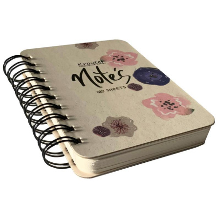 Бизнес-тетрадь Kroyter Flowers А6 120 листов разноцветная в точку на спирали (120х145 мм)