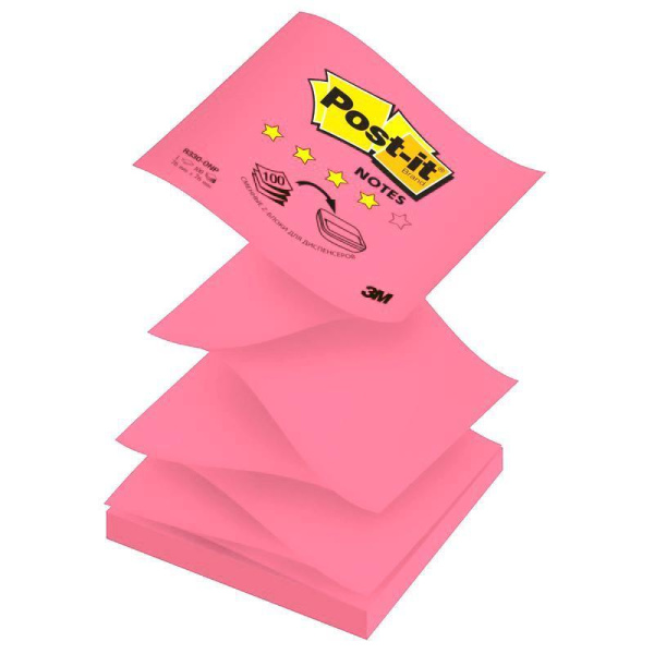 Стикеры Post-it Optima 76x76 мм Z-сложения розовые неоновые 100 листов