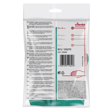 Перчатки латексные Vileda Professional Усиленные с неопреном повышенная прочность зеленые/желтые (размер 9.5-10, XL, артикул производителя 120270)