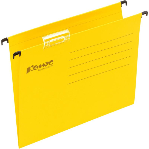 Подвесная папка Комус А4 до 200 листов желтая (25 штук в упаковке)