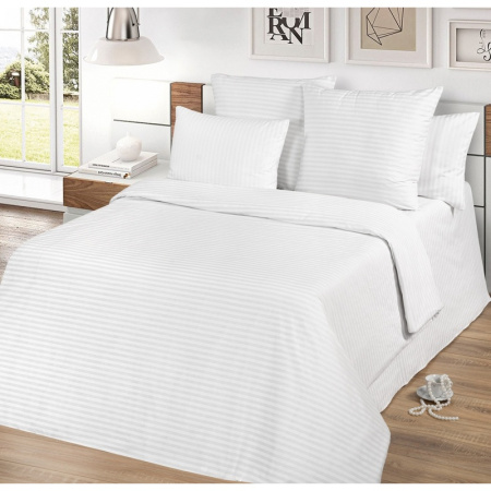 Пододеяльник 1.5-спальный 148х220 см страйп-сатин белый