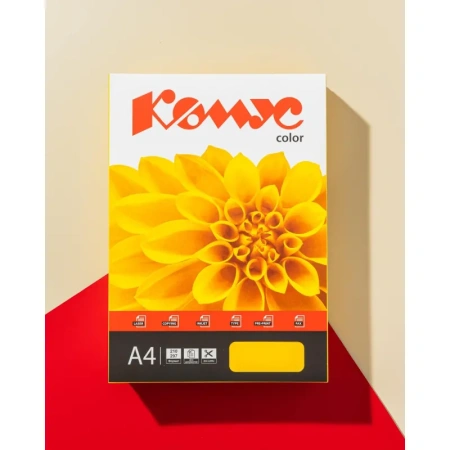 Бумага цветная для печати Комус Color желтая интенсив (А4, 80 г/кв.м, 500 листов)