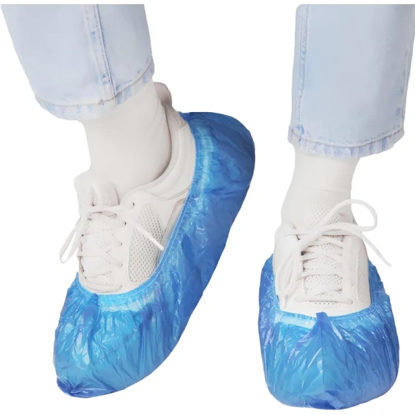 Бахилы одноразовые Elegreen Экстра полиэтиленовые с двойной подошвой 16  мкм голубые (3.9 г, 500 пар в упаковке)
