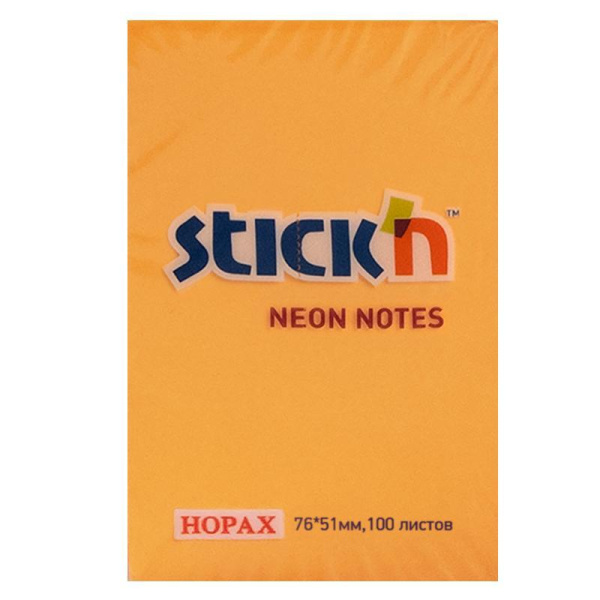 Стикеры Hopax Stick'n 51x76 мм неоновые оранжевые (1 блок, 100 листов)
